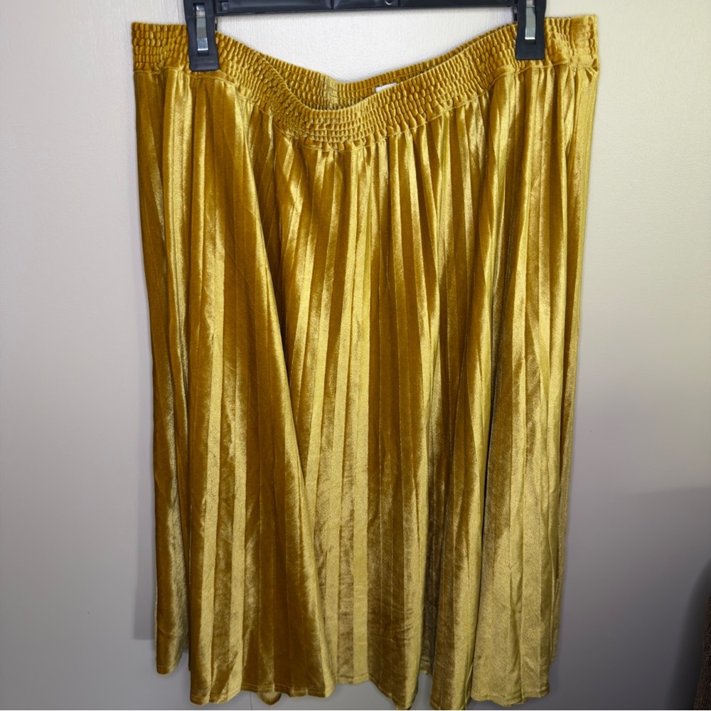 A New Day Mustard Gold Velvet Boho Maxi Skirt XXL